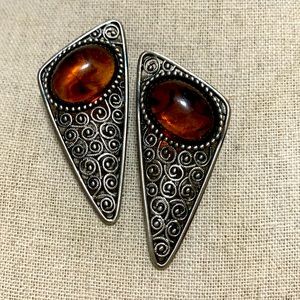 Vintage statement earrings resin amber tone